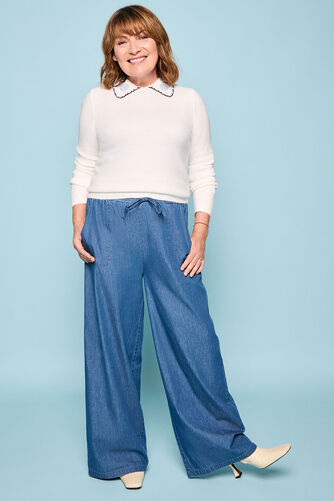 Wide Leg Chambray Trousers